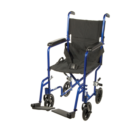 DRIVE MEDICAL Lightweight Transport Wheelchair, 17" Seat, Blue atc17-bl